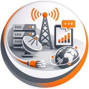 Illustration eines Telekommunikations-Carriers mit vernetzten Standorten und Netzwerk-Infrastruktur