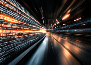Abstract representation of a digital data stream using binary code as a symbolic image for network connectivity